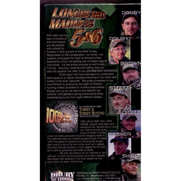 DRURY OUTDOORS LONGBEARD MADNESS 5 & 6 VHS WILD TURKEY HUNTING ON 2 NEW VHS TAPE - Picture 2 of 4